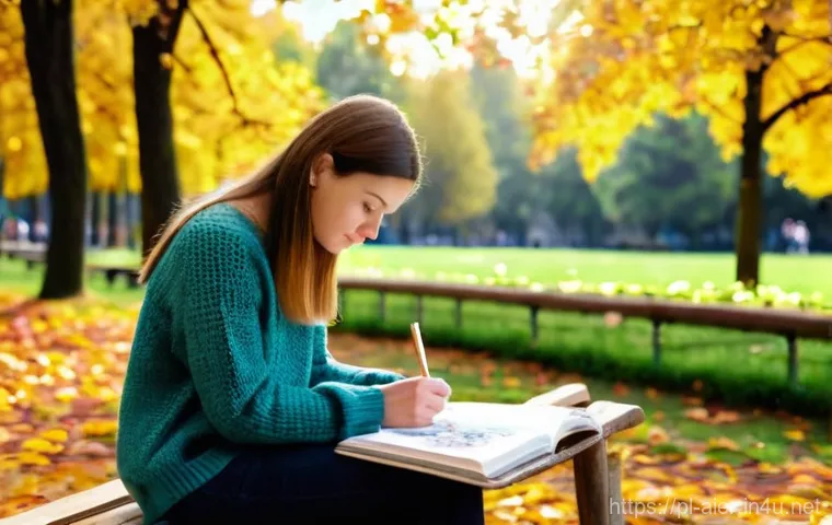 AI 전문가의 일과 삶의 균형 유지 - **A Digital Detox in Krakow's Planty Park:** A young Polish woman, an AI specialist, in her late 20s...