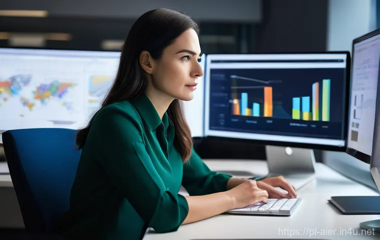 AI 관련 데이터셋 활용법 - **Prompt:** A professional and focused female data scientist, in her late 20s to early 30s, working ...