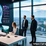 인공지능 전문가의 인터뷰 준비 방법 - A modern office environment in Warsaw with a diverse group of professionals engaged in an AI strateg...